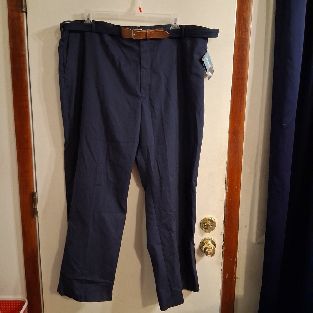 Vintage NOS Deadstock Big Men's‎ Dress Pants 50x30 Navy Blue With Belt NWT USA